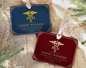 Personalized Medical Graduation Story Ornament, MPH or BSN Graduate Keepsake, Custom School Gift 2026