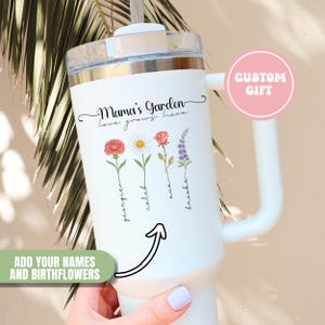 Birth Month Flower with Kid&#39;s Names 40oz Mama Tumbler Mom Birthday Gift Mother&#39;s Day Gift for Mother Mother&#39;s Day Tumbler Personalized Mama
