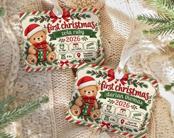 Baby First Christmas Story Ornament, Personalized Birth Stats Keepsake, New Baby Christmas Gift 2026