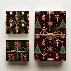 Nutcracker Wrapping Paper, Ballet Gift Wrap Set, Moody Holiday Paper Roll