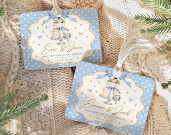 Our First Christmas Married Story Ornament, Personalized Wedding Cake Keepsake, Newlywed Christmas Gift 2026