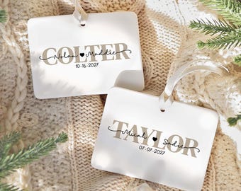 Personalized Wedding Story Ornament, Custom Couple Names and Wedding Date Keepsake, Newlywed Gift