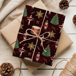 Nutcracker Ballet Personalized Wrapping Paper, Ballerina Custom Name Gift Wrap Roll