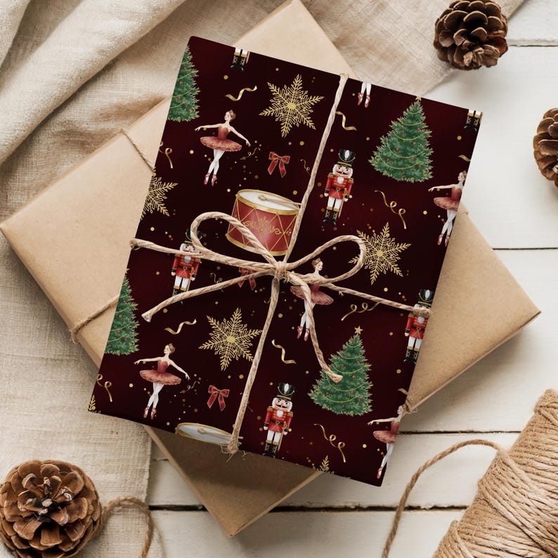 Nutcracker Ballet Personalized Wrapping Paper, Ballerina Custom Name Gift Wrap Roll