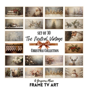 Frame Tv Art Christmas Neutral TV Art Frame Tv Art Pack Holiday Bundle Christmas Art for Frame Tv Samsung Sony LG Santa Deer Floral Trees