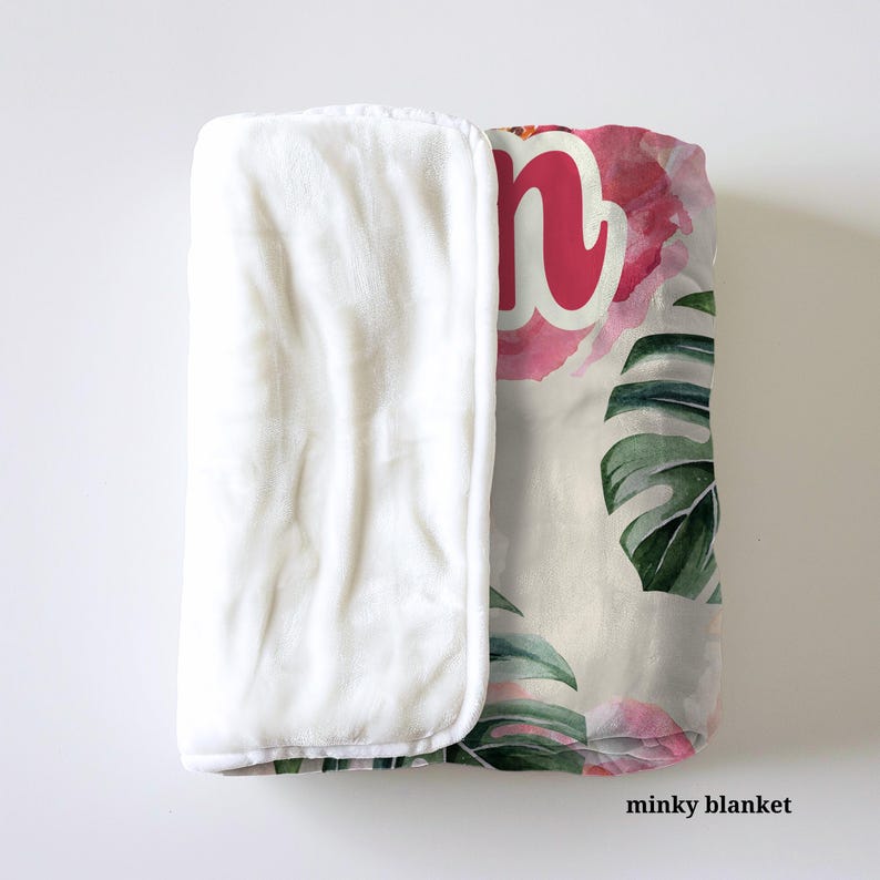 Retro Flower Name Blanket Monstera Plant, Personalized Custom Teen Girl