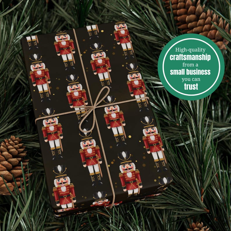 Nutcracker Wrapping Paper, Ballet Gift Wrap Set, Moody Holiday Paper Roll