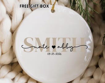 Personalized Wedding Christmas Ornament: 2026 Custom Last Name Keepsake