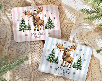 Personalized Moose Story Ornament, Kids Christmas Ornament, Custom Name Kid Holiday Keepsake 2026