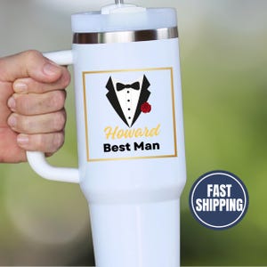 Groomsmen Tumbler 40oz With Handle For Him From Groom Bachelor Party Gift Personalized Name Cup Custom Travel Mug Gift For Men