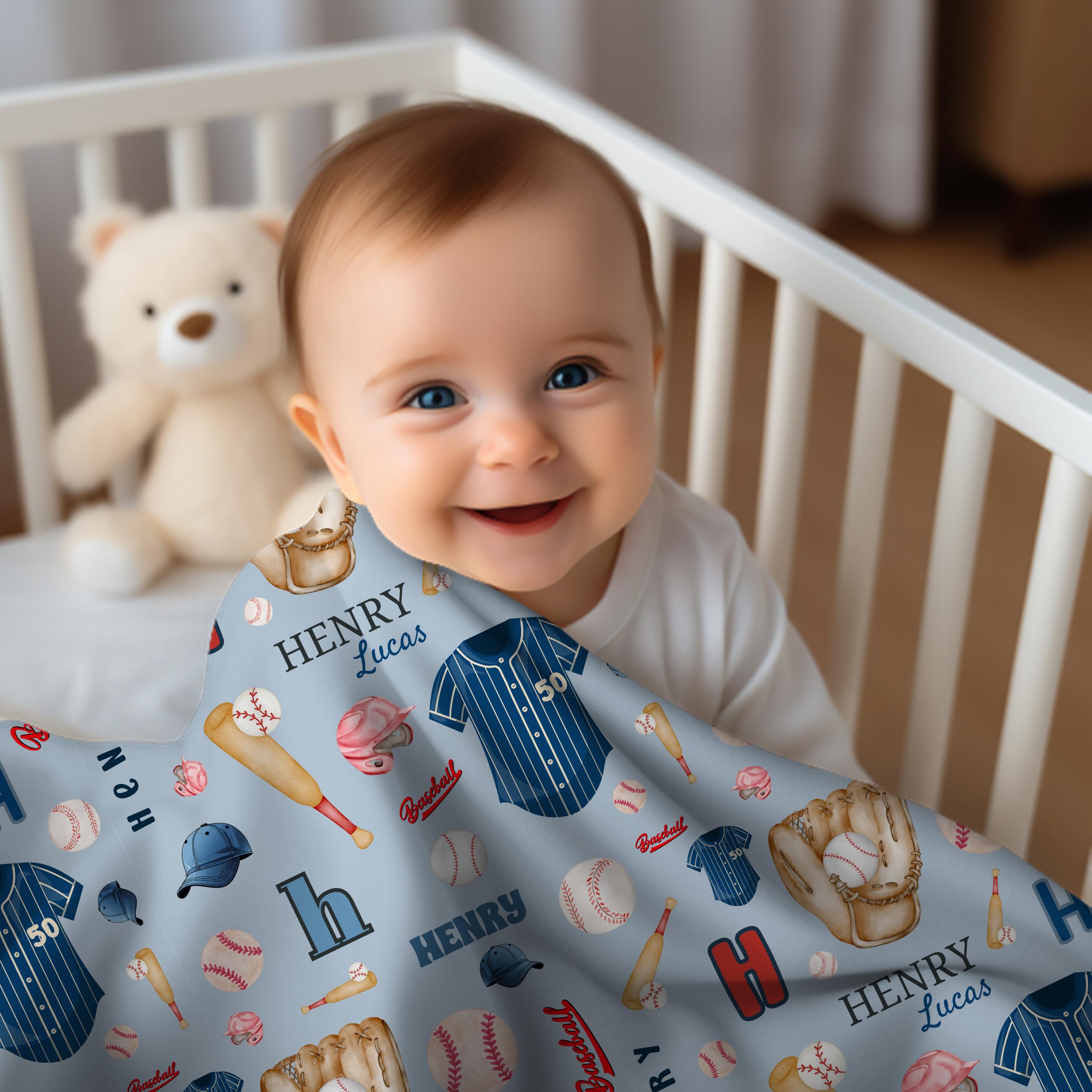 Personalized Baseball Baby Blanket