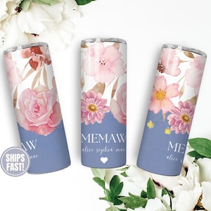 Memaw Tumbler Custom Mother&#39;s Day Gift For Grandma, Memaw 20oz Skinny Tumbler With Grandkids Names Gifts For Memaw Travel Mug Memaw Cup