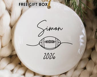 Minimalist Football Ornament, Personalized Football Team Keepsake