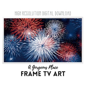 Frame TV Art Fireworks | Summer Tv Art | 4k Frame TV Art Vintage July 4 Artwork | Patriotic Folk Art Painting for Samsung Frame TVs Digital
