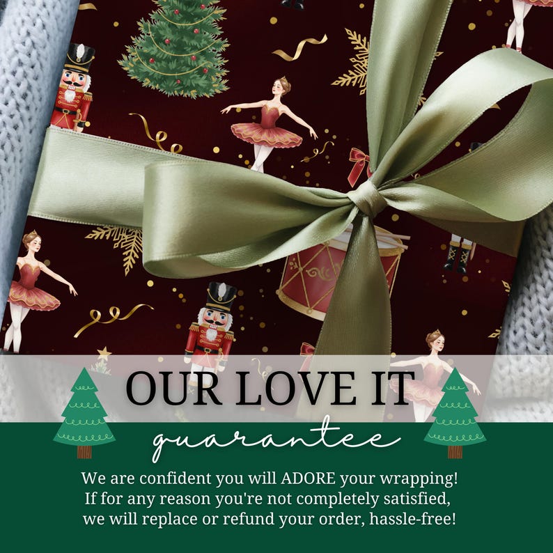 Nutcracker Ballet Personalized Wrapping Paper, Ballerina Custom Name Gift Wrap Roll