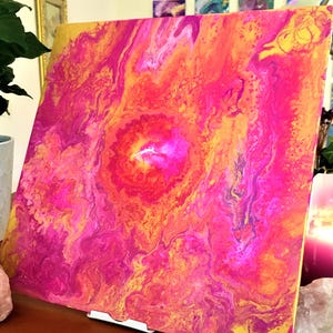 LADY MASTER VENUS Acrylic Fluid Art: Channeled Energy Healing, 12x12 Shimmering Abstract Painting