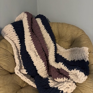 Hand Knit Chunky Chenille Blanket: Cozy Throw, Custom Colors