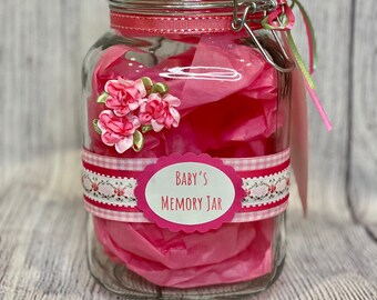 Memory Jar for Baby Girl! Baby, babygift, babymilestones, babygirl, babyshowergift, memoryjar, newbaby, nurserydecor, personalizedbabygift