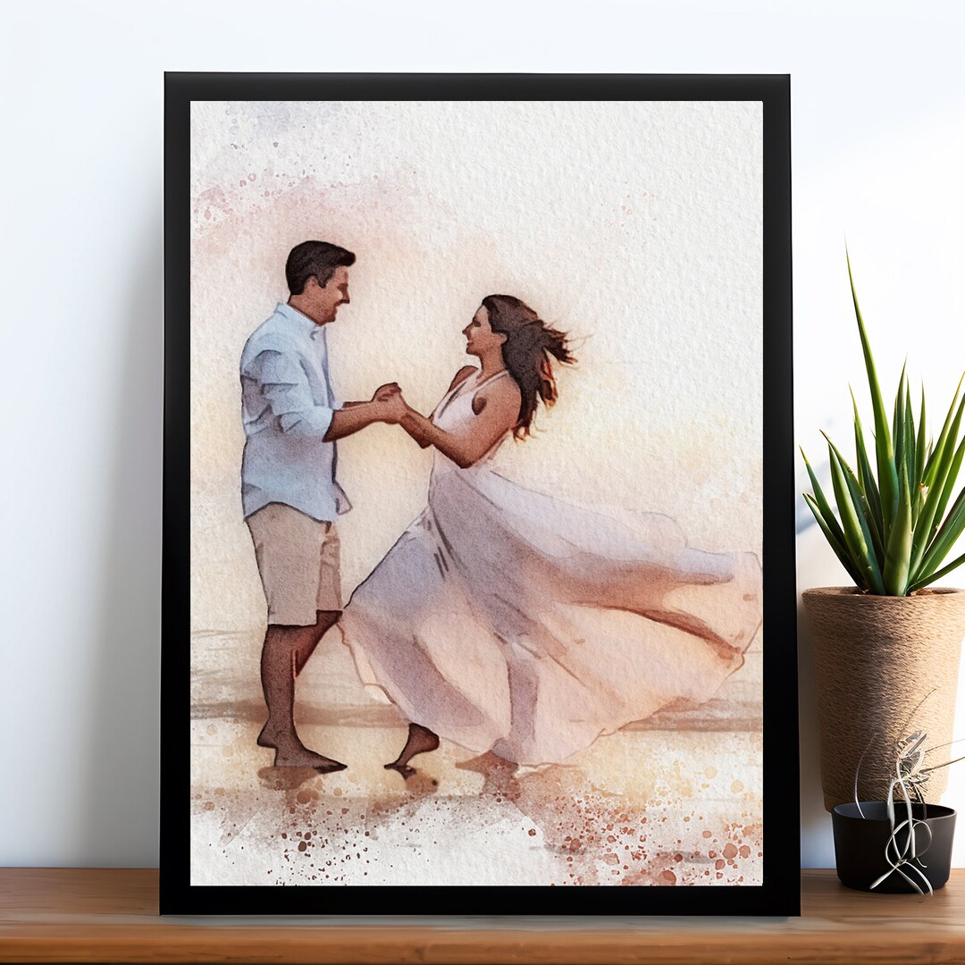 Custom Watercolor Portrait From Photo, Anniversary Gifts, Watercolor