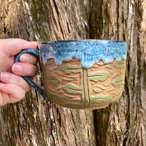 16oz Stoneware Vine Sgraffito Mug