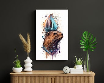 Beaver Poster, Beaver Wall Art, Beaver Print, Beavers Painting, Funny Beaver Lover Gift