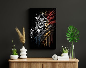 Zebra Wall Art, Zebra Print, Zebra Head Painting, Zebra Canvas Print, Funny Zebra Lover Gift