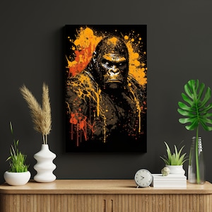 Gorilla Wall Art, Gorilla Print, Gorilla Head Painting, Gorillas Canvas Print, Funny Gorilla Lover Gift