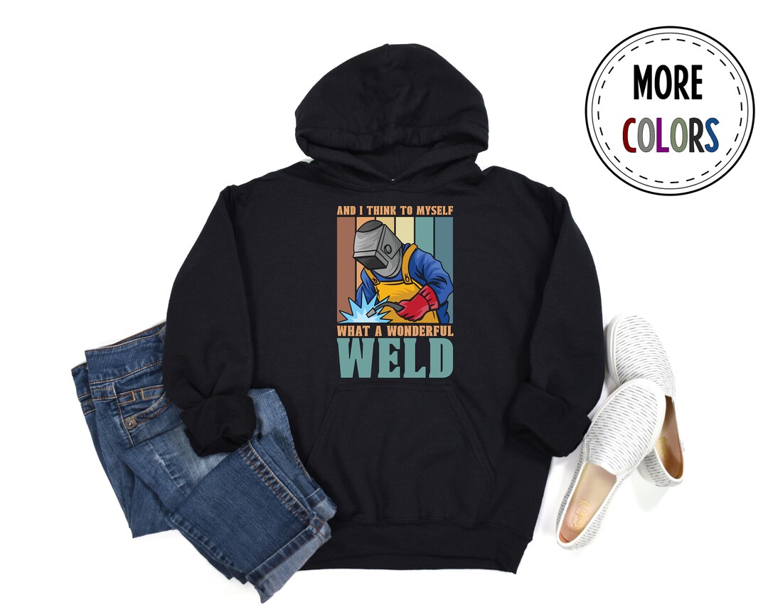 Capman Welder Heartbeat Design Unisex Hoodie - Welding Gift For Men & Women (Black, M)