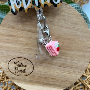 Cake badge reel charm, badge reel charm, badge reel accessories, cake charm, zipper pull, kids zipper pull, pediatric badge reel