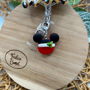 Christmas mouse badge reel charm, badge reel charm, badge reel accessories, zipper pull, kids zipper pull, pediatric badge reel