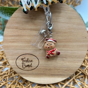 Cute reindeer badge reel charm, badge reel charm, badge reel accessories, reindeer charm, zipper pull, kids zipper pull, pediatric badge ree