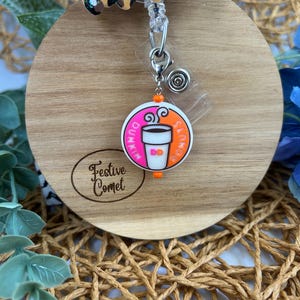 Coffee badge reel charm, badge reel charm, badge reel accessories, iced coffee badge reel charm, coffee charm, cute charms