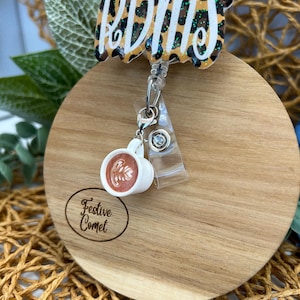 Coffee cup badge reel charm, badge reel charm, badge reel accessories, coffee badge reel charm, coffee charm, cute charms