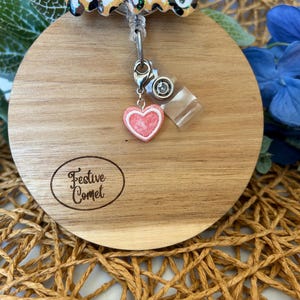 Valentine’s badge reel charm, badge reel charm, badge reel accessories, Valentine’s Day charm, zipper pull, project bag charm, heart charm