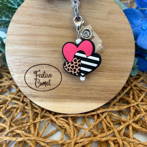 Valentine’s badge reel charm, badge reel charm, badge reel accessories, Valentine’s Day charm, zipper pull, project bag charm, heart charm
