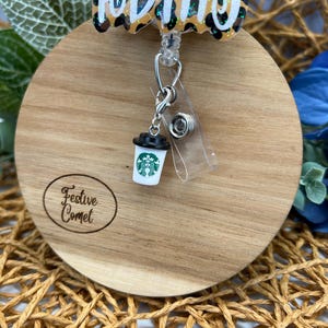 Coffee cup badge reel charm, badge reel charm, badge reel accessories, coffee badge reel charm, coffee charm, cute charms