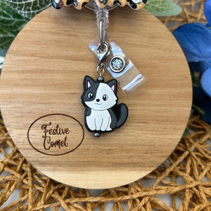 Cat badge reel charm, badge reel charm, badge reel accessories, cat charm, zipper pull, kids zipper pull, pediatric badge reel, cat lover