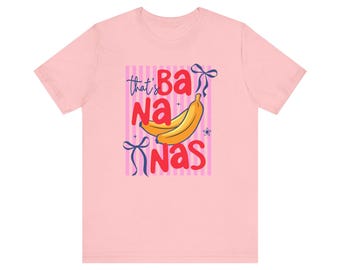 Thats Bananas Coquette Striped Tee Shirt | Bow Graphic Baby Tee | Cute Aesthetic Cottagecore Y2K Top | Soft Cotton Casual T-Shirt