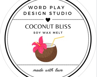 Coconut Bliss Soy Wax Melt, Tropical Scent, Sunkissed Coconut, Fruity Room Fragrance