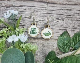 Mini See You Later Alligator Cross Stitch Pattern