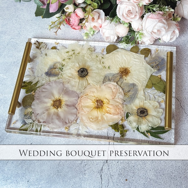 Preservation Wedding Bouquet | Bridal Bouquet Preservation | Resin Tray with flowers | Preserved Wedding Flowers | Resin Wedding Coasters