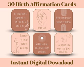 Birth Affirmation Cards | Printable Birth Affirmations | Digital Download | Hypnobirthing Cards | PDF Printable Positive Birth Cards