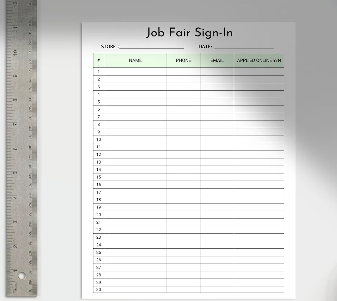 Printable Job Fair Signin/signup Sheet Digital Download Etsy Printable Job Fair Signin/signup Sheet Digital Download Etsy