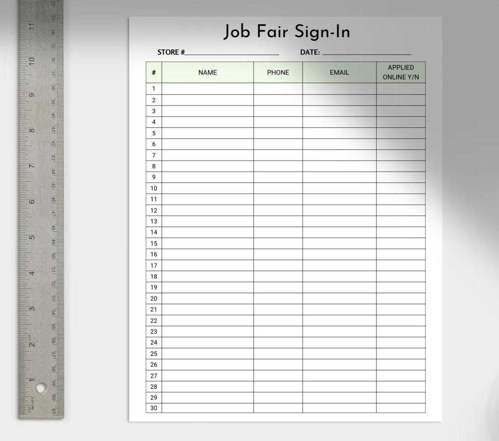 Printable Job Fair Sign-in/sign-up Sheet - Digital Download - Etsy