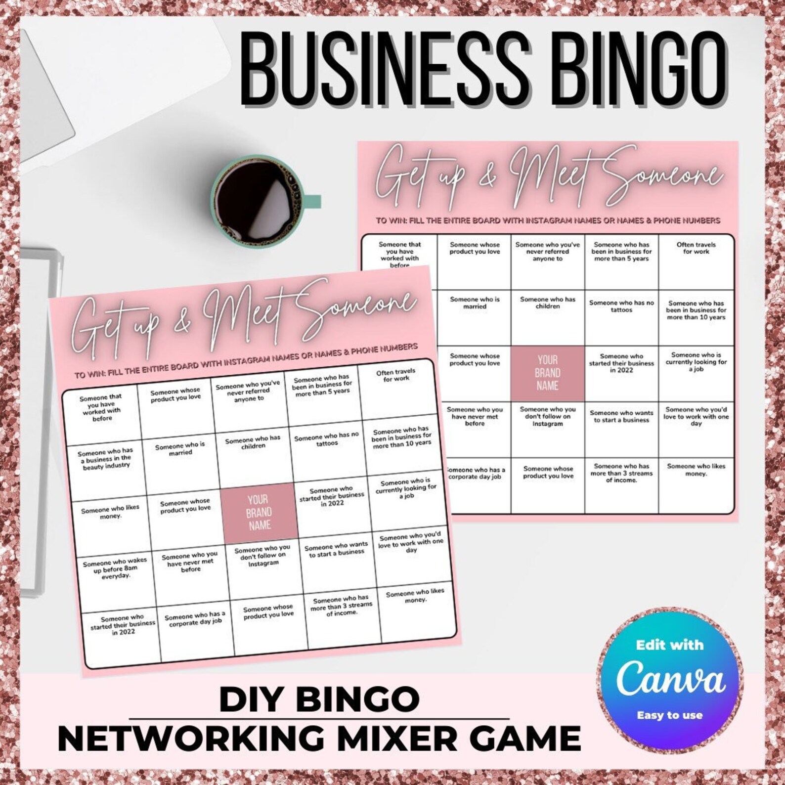 Networking Business Bingo Template Etsy