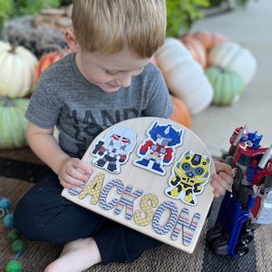 Transformer Theme Wooden Name Puzzle | Personalized Name Puzzle | Wooden Name Puzzle | Personalized Gift for Kids