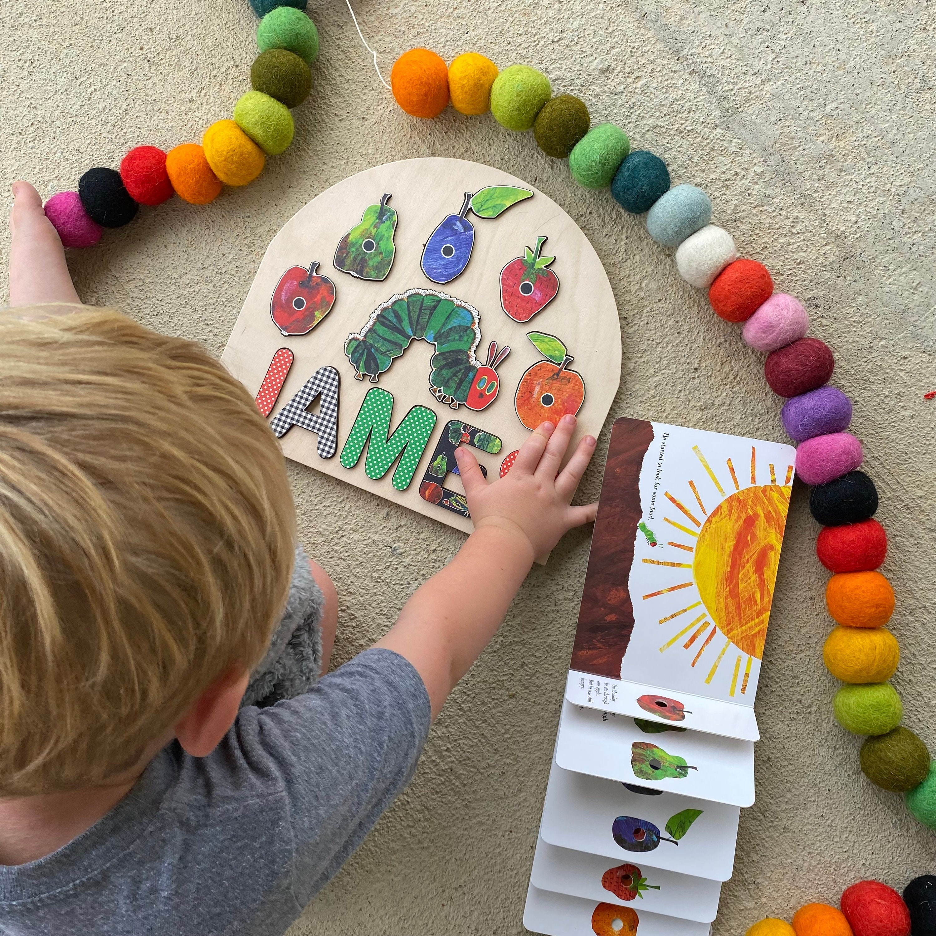 Caterpillar Theme Wooden Name Puzzle | Personalized Name Puzzle | Wooden Name Puzzle | Personalized Gift for Kids