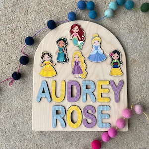 Princess Theme Wooden Name Puzzle | Personalized Name Puzzle | Wooden Name Puzzle | Personalized Gift for Kids