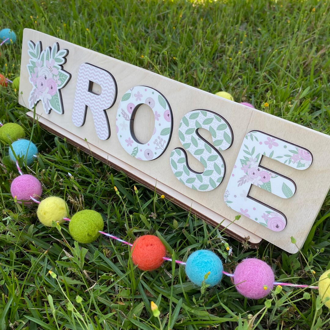 Floral Themed Name Puzzle Personalized Name Puzzle Kid Name Puzzle Baby