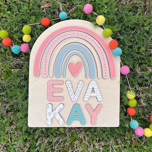 Rainbow Wooden Name Puzzle | Personalized Name Puzzle | Wooden Name Puzzle | Personalized Gift for Kids
